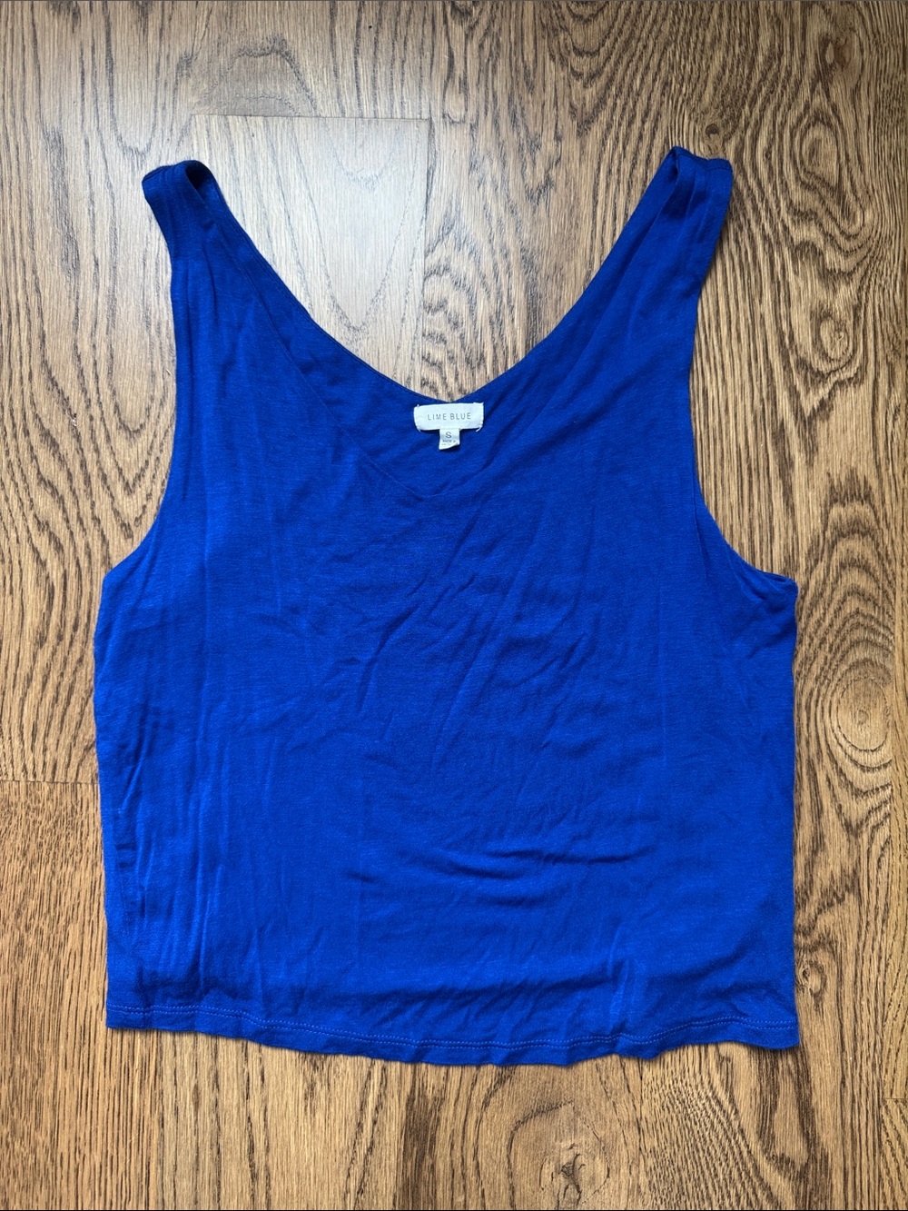 Lime Blue Women's V-Neck Sleeveless Tank Top in Cobalt Blue